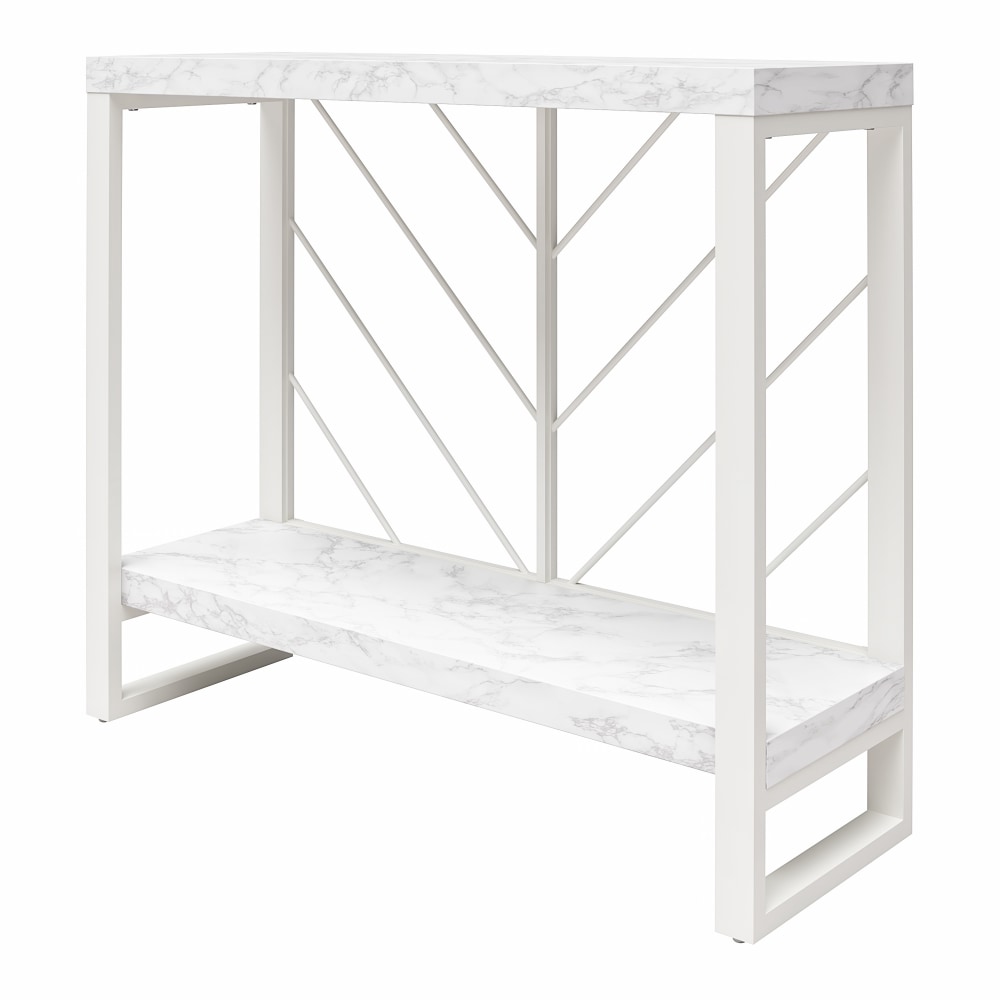 CosmoLiving by Cosmopolitan Brielle Console Table, 30-3/16inH x 34-7/16inW x 11-13/16inD, White Faux Marble MPN:8749891COM