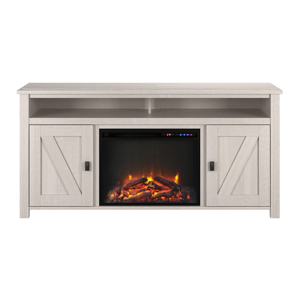 Ameriwood Home Farmington Electric Fireplace TV Console For 60in TVs, Ivory MPN:1795884COM
