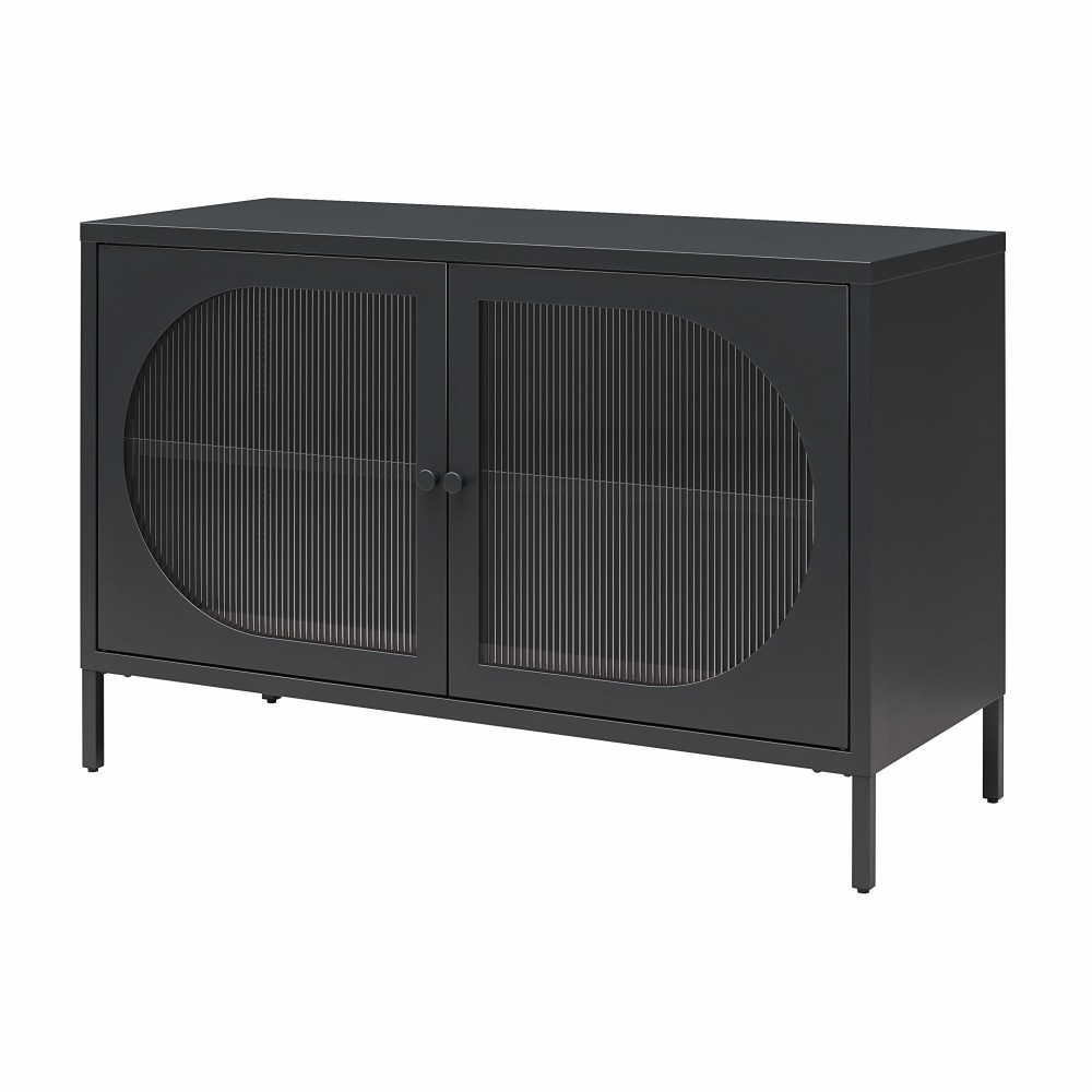 Ameriwood Home Mr. Kate Luna 40inW 2-Door Accent Cabinet With Fluted Glass, Black MPN:5450872COM