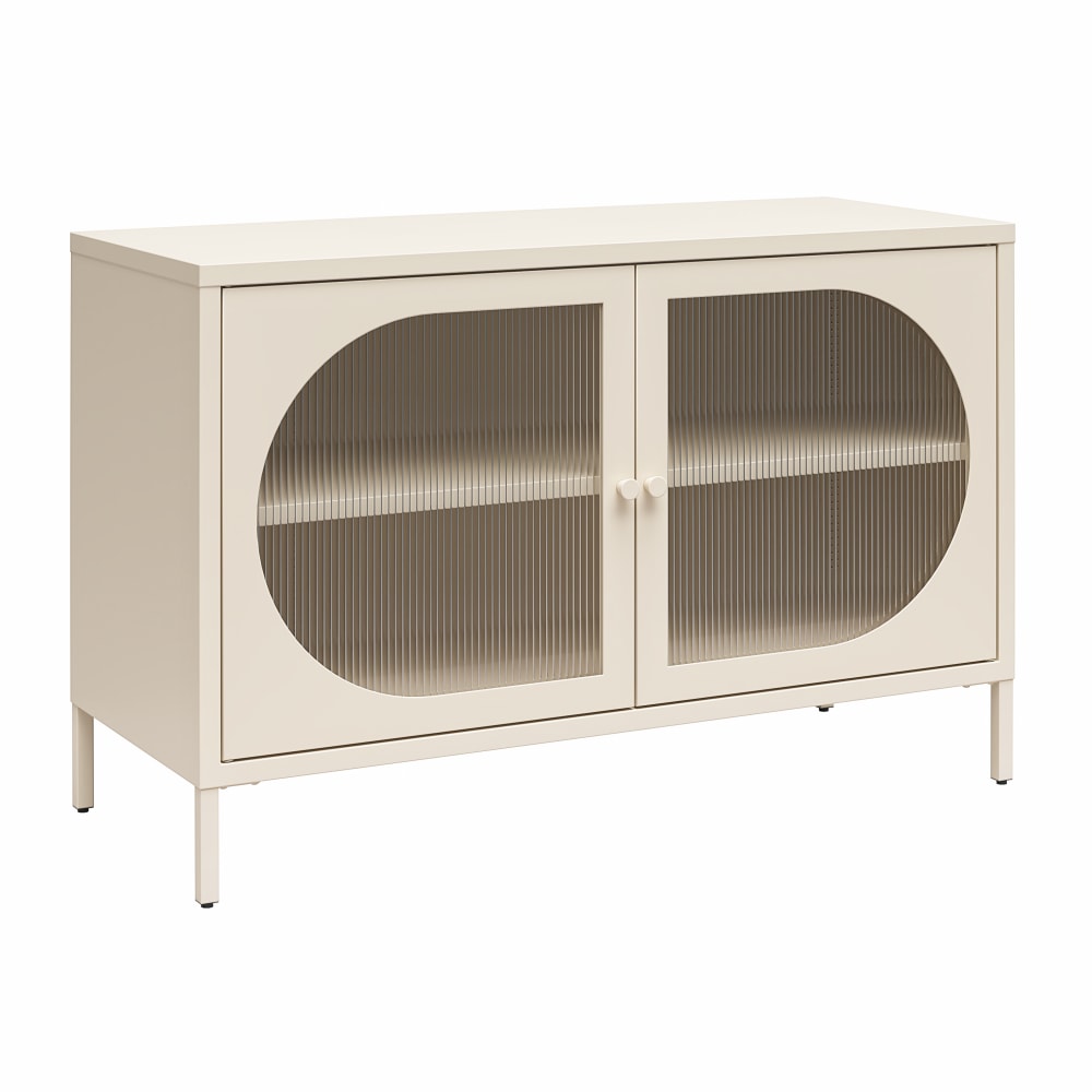 Ameriwood Home Mr. Kate Luna 40inW 2-Door Accent Cabinet With Fluted Glass, Parchment MPN:5450938COM
