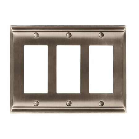 3 Rocker Wall Plates, Number of Gangs: 3 Zinc, Satin Nickel Finish MPN:BP36506G10