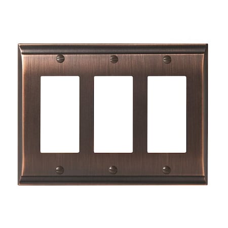 3 Rocker Wall Plates, Number of Gangs: 3 Zinc, Oil Rubbed Bronze Finish MPN:BP36506ORB