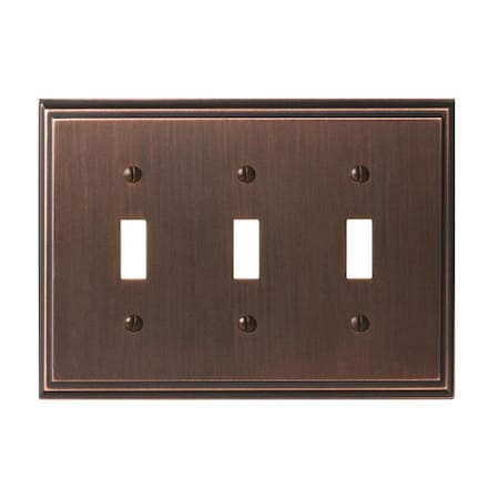 3-Toggle Wall Plates, Number of Gangs: 3 Zinc, Oil Rubbed Bronze Finish MPN:BP36516ORB