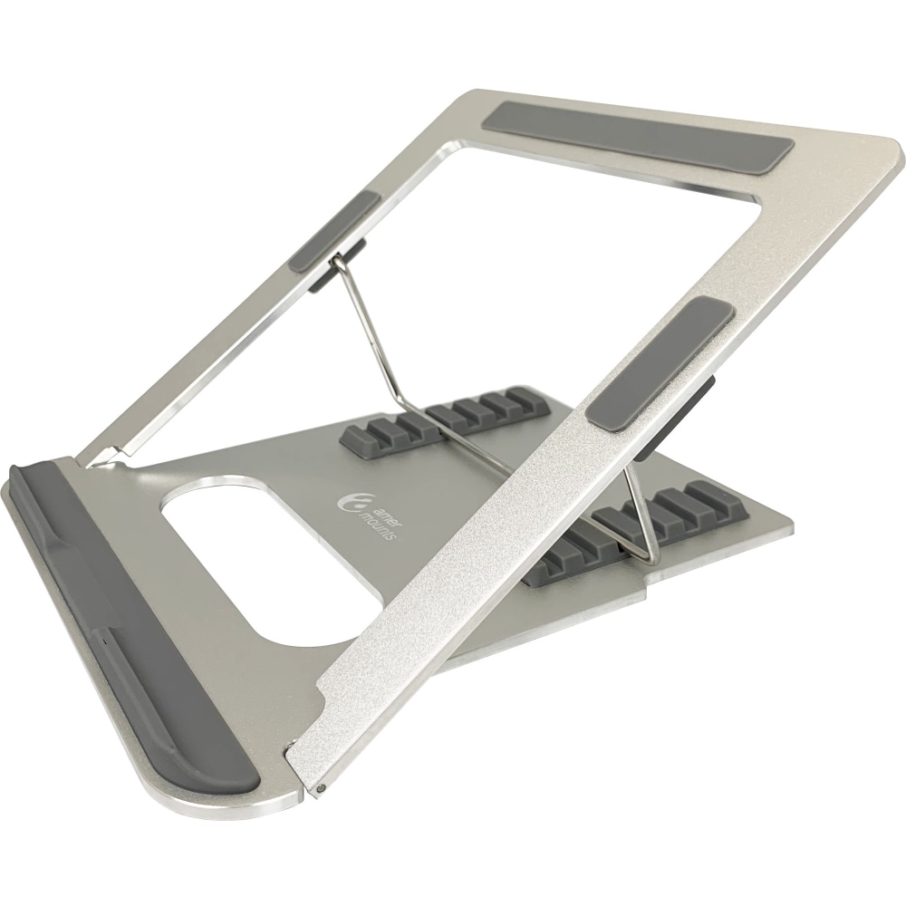 Amer Mounts AMRNS01 Foldable Laptop Tablet Stand - Upto 15.6in Screen Size Notebook, Tablet Support - Aluminum Alloy - Silver MPN:AMRNS01