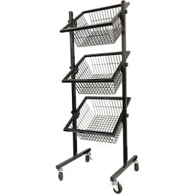 Wire Mobile Impulse Display Stand Square Baskets 3-Tier Black SPMB/3