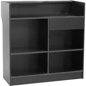 Top Register Stand W/Slat Wall Front & Adj. Rear Storage 72