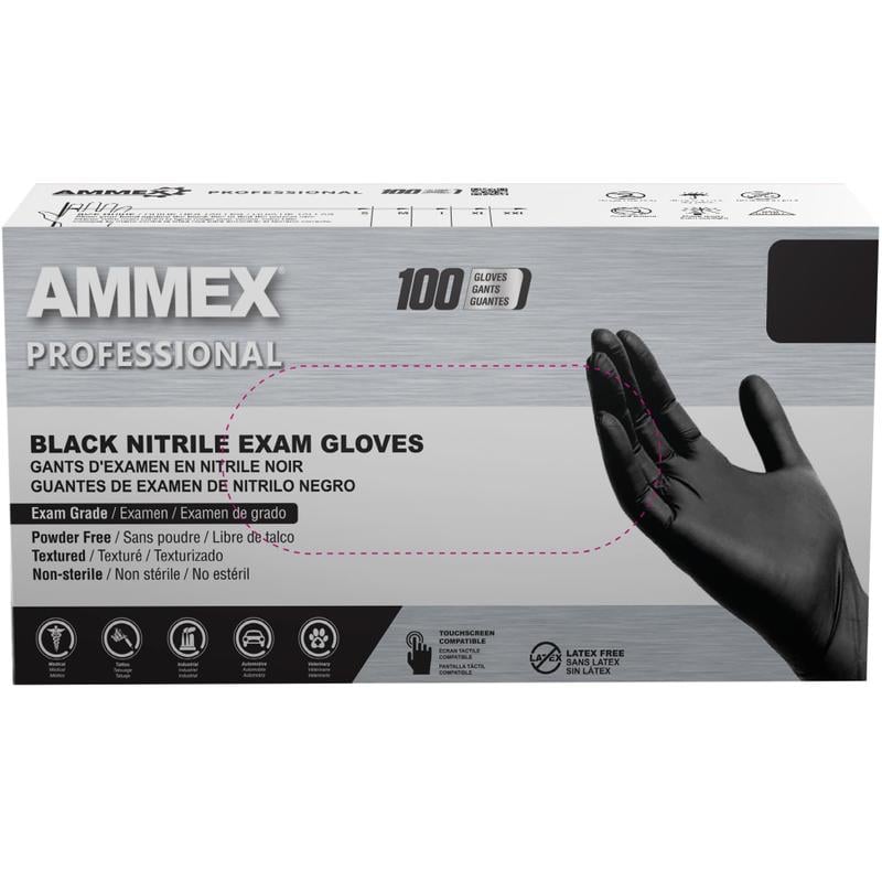 AMMEX Professional Black Nitrile Powder Free Exam Large Gloves MPN:ABNPF46100