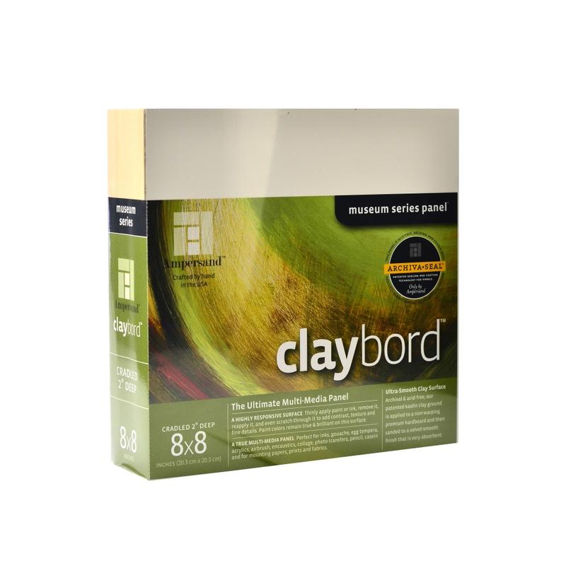 Ampersand Cradled Claybord, 8in x 8in, 2in, White MPN:CBSWC088