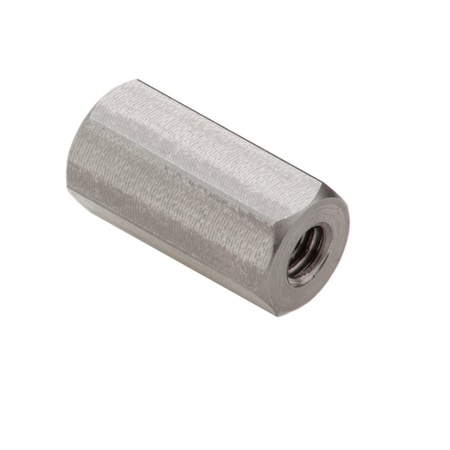 Coupling Nut, #6-32 and #8-32, Stainless Steel, Grade 18-8, Plain, 5/8 in Lg, 5/16 in Hex Wd MPN:NUT6016X8