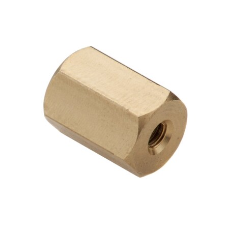 Coupling Nut, #4-40, Brass, Plain, 7/16 in Lg, 5/16 in Hex Wd MPN:NUT609440
