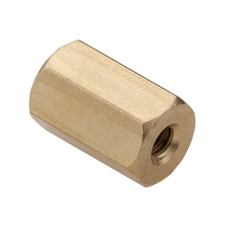 Coupling Nut, #6-32, Brass, Plain, 1/2 in Lg, 5/16 in Hex Wd MPN:NUT609632