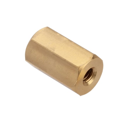 Coupling Nut, #8-32, Brass, Plain, 5/8 in Lg, 3/8 in Hex Wd MPN:NUT609832