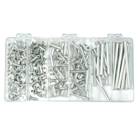 Bind Post Barrel/Screw 240pc Alum Kit, Aluminum, Unfinished Finish MPN:Z4195