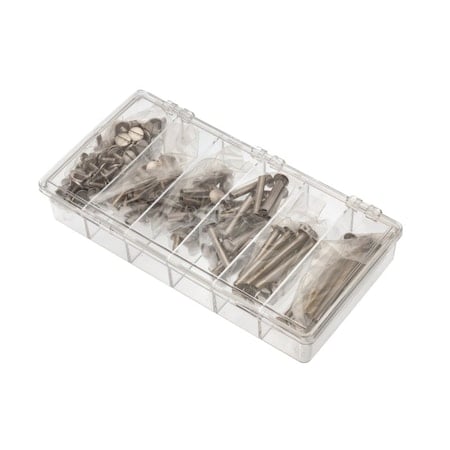 Bind Post Barrel/Screw 240pc 18-8 SS Kit, 18-8 Stainless Steel, Unfinished Finish MPN:Z4196