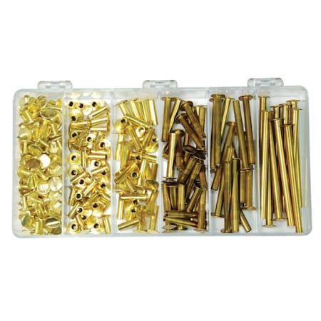 Bind Post Barrel/Screw 240pc Brass Kit, Brass, Unfinished Finish MPN:Z4197