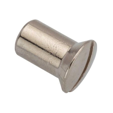 Barrel Nut, #8-32, 7/16 in Brl Lg, 1/4 in Brl Dia, Brass Nickel Plated MPN:Z4812