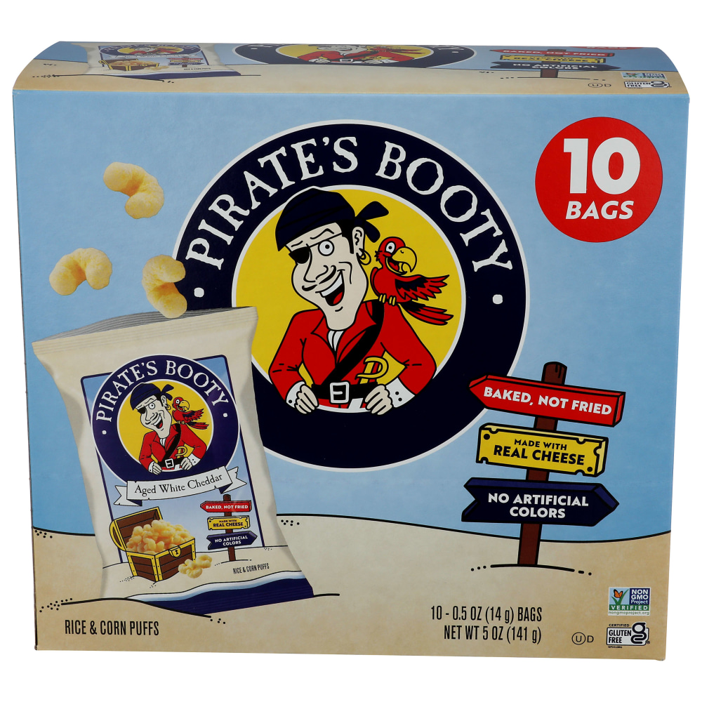 Pirates Booty Popcorn, Aged White Cheddar, 0.5 Oz, Total Qty 40 MPN:00088