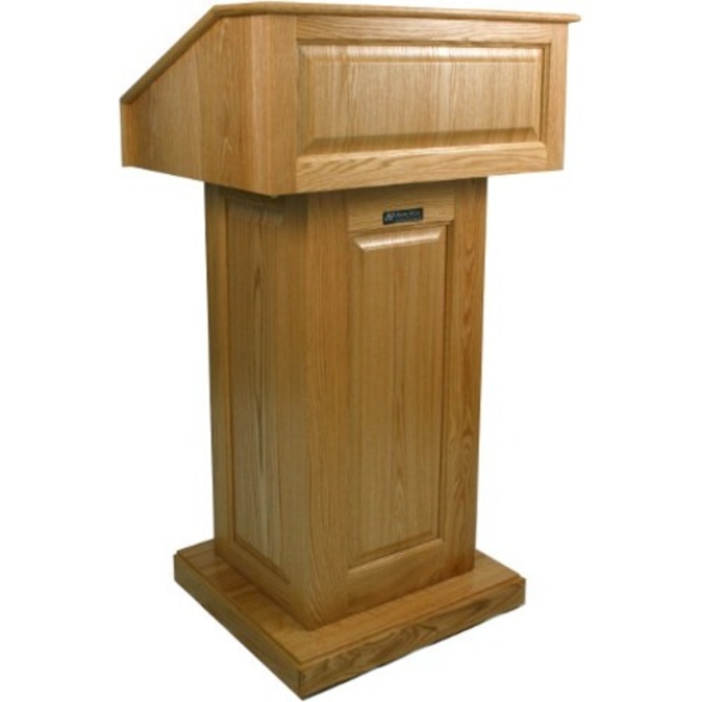 AmpliVox Victoria Lectern - 47in Height x 27in Width x 22in Depth - Walnut, Clear Lacquer - Solid Wood, Solid Hardwood MPN:SN3020-WT