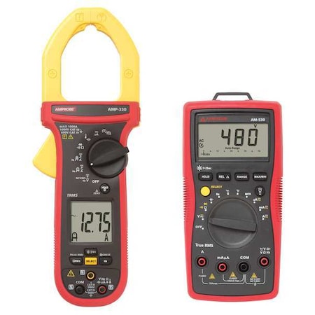 Digital Multimeter Clamp On Kit, LCD, 1, 000 A, 2.0 in (51 mm) Jaw Capacity MPN:34NK45 + 12U584