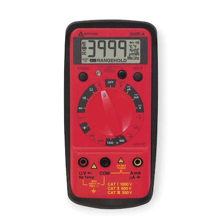 Digital Multimeter, 600 V Max DC, 400 V Max AC, Average, 4, 000 Instrument Counts, LCD MPN:35XP-A