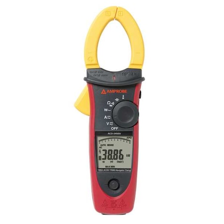 Clamp-On Power Meter, LCD, 1, 000 kW, 1, 000 A, CAT IV Safety Rating, AA Batteries Power Source MPN:ACDC-54NAV