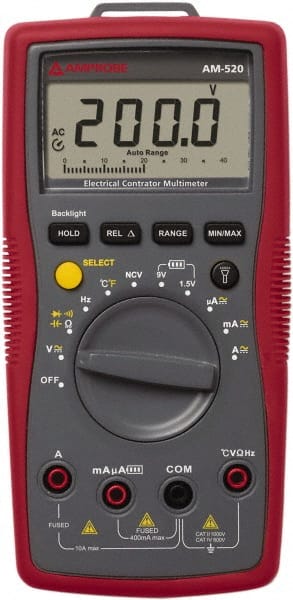 CAT III, Digital & Manual Ranging Multimeter: 600 VAC/VDC MPN:AM-520