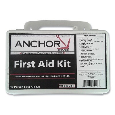 10 Person First Aid Kitin Plastic Case MPN:101-810-21-P