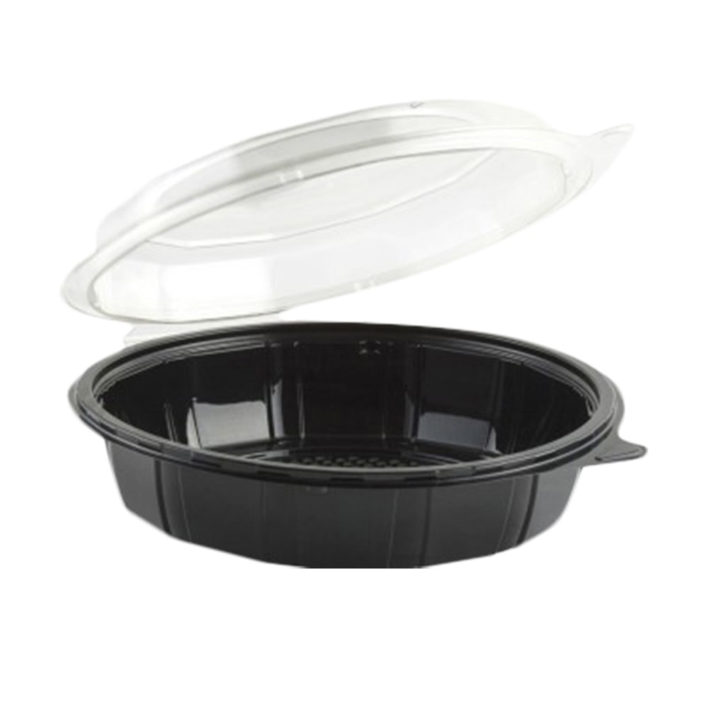 Anchor Packaging Gourmet Classics Hinged Clamshell Containers, 1.25 Qt, 9-1/2in x 2-13/16in, Clear/Black, Pack Of 100 Containers MPN:4779502