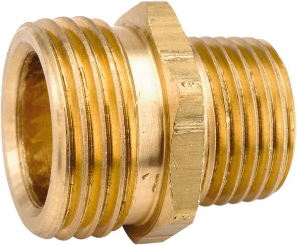 Male Garden Hose x MIP with FIP Tap: Male Hose to Male Pipe, Brass MPN:757478-121208