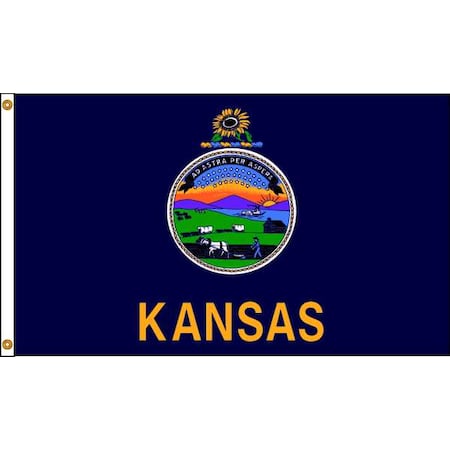 Kansas Flag, 4x6 Ft, Nylon MPN:141870