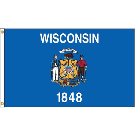Wisconsin Flag, 4x6 Ft, Nylon MPN:145970