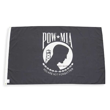 Pow Mia Flag, 3x5 Ft, Nylon, You are not forgotten, Black MPN:377991