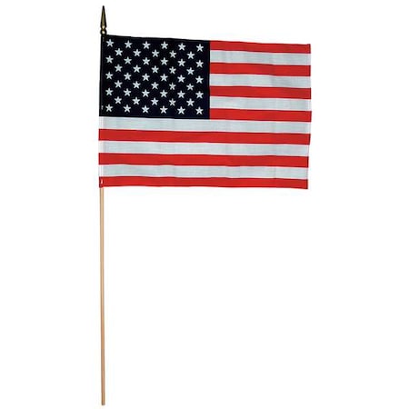 US Hand Held Flag Set, 12in.Hx18in.W, PK12 MPN:3875