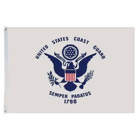 US Coast Guard Flag, 4x6 Ft, Nylon MPN:439127