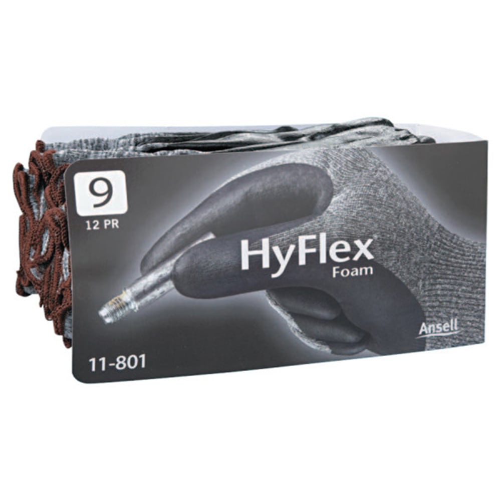 Ansell HyFlex Foam Gloves, Size 9, Black/Gray, Pack Of 24 MPN:012-11-801-9