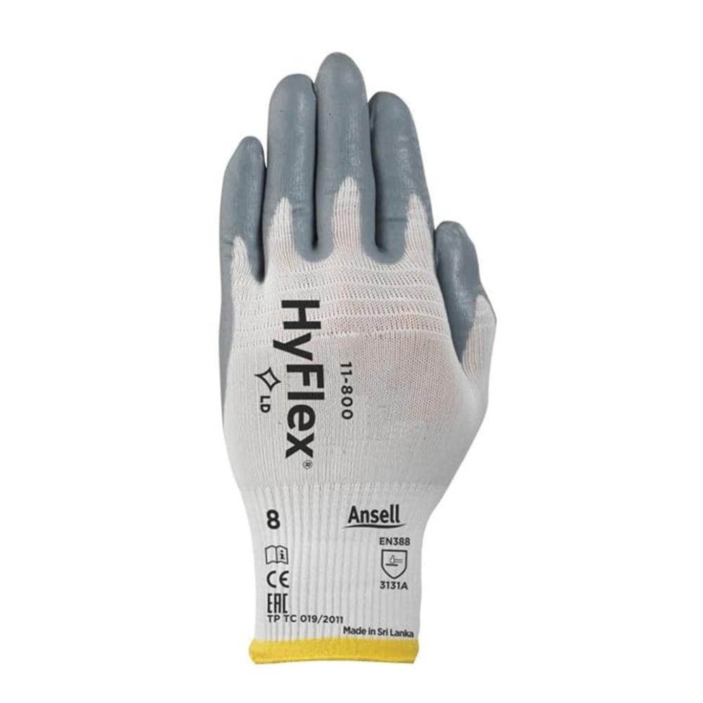 HyFlex Coated Knit Work Gloves, Size 10 (X-Large), Metallic Gray, Pack Of 12 Pairs MPN:11-800-10