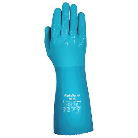 AlphaTec Chemical Resistant Gloves, PVC, 14 in L, Not Applicable, Blue, 10, 1 PR MPN:04-003