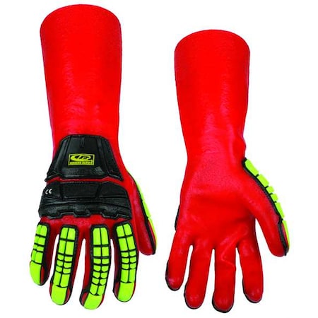 R-Chem Chemical, Impact Glove, Short Cuff, 35cm, S, PVC, 14 in L, Red, S, 1 PR MPN:074-08