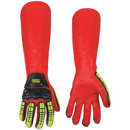 R-Chem Chemical, Impact Glove, Long Cuff, 50cm, XL/2X, PVC, 17 1/2 in L, Red, XL/2XL, 1 PR MPN:075-12