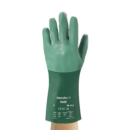 AlphaTec® 08-352 Chemical Resistant Gloves, Neoprene, 12 in L, 55 mil, Green, 9, 1 PR MPN:08-352