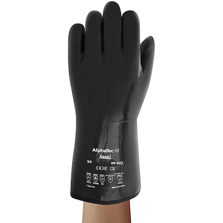 AlphaTec® 09-022 Chemical Resistant Gloves, Neoprene, 14 in L, 105 mil, Black, 1 PR MPN:09-022
