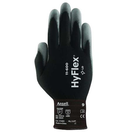 Hyflex Coated Gloves, Polyurethane Palm Coating, Smooth, 15 ga, Abrasion Level 3, 6, 1 Pair MPN:11-600