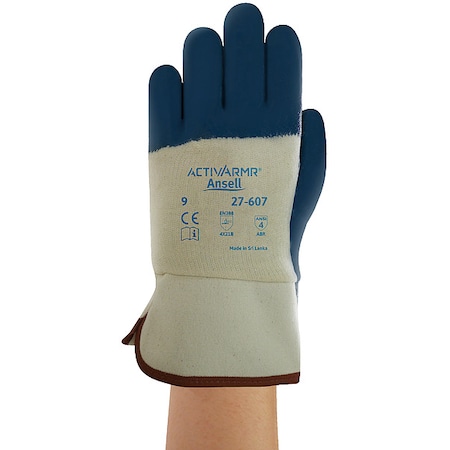 Nitrile Coated Gloves, 3/4 Dip Coverage, Blue, L, PR MPN:27-607