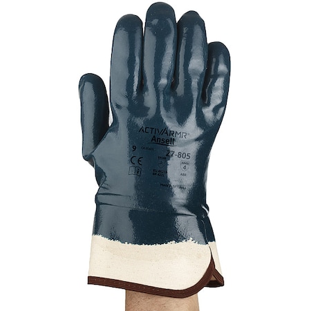 Coated Gloves, Nitrile, Smooth, Full, 3 Abrasion Level, Blue, 9 1 PR MPN:27-805