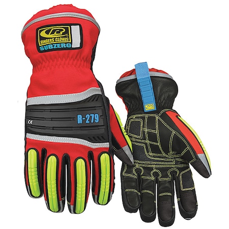 H-Vis Extreme Condition Gloves, leather Palm, Thinsulate Lining, Black/High-Visibility Yellow/Red MPN:279-11
