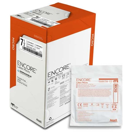 Encore, Disposable Gloves, 2.8 mil Palm, Latex, Powder-Free, 6.5, 50 PK, Brown MPN:330104