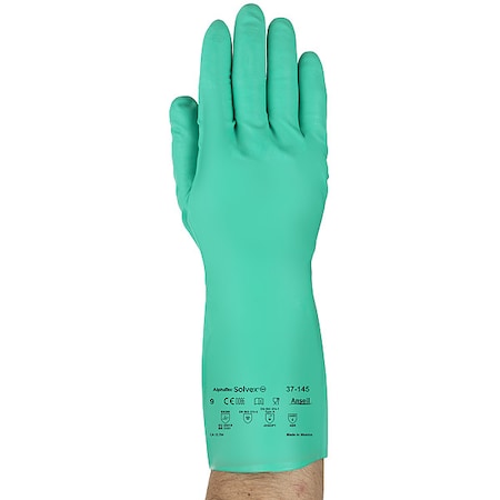 AlphaTec® Solvex Chemical Resistant Gloves, Nitrile, 13 in L, 11 mil, Green, 11, 1 PR MPN:37-145