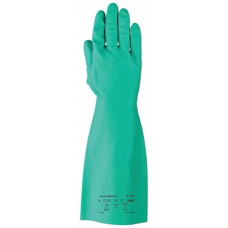 AlphaTec® Solvex Chemical Resistant Gloves, Nitrile, 15 in L, 22 mil, Green, 8, 1 PR MPN:37-165
