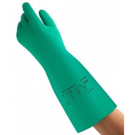 AlphaTec® Solvex Chemical Resistant Gloves, Nitrile, 15 in L, 22 mil, Green, 11, 1 PR MPN:37-165