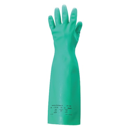 AlphaTec® Solvex 37-185 Chemical Resistant Gloves, Nitrile, 18 in L, 22 mil, Green, 7, 1 PR MPN:37-185